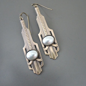Vintage Jewelry - Pearl Earrings - Art Deco Drop Earrings - Bridal Jewelry - Bridesmaid Earrings - June Birthstone - Chloe's Vintage jewelry