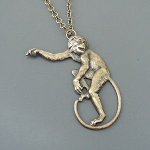 Vintage Jewelry  - Monkey jewelry - Brass jewelry - Monkey Necklace - Cheeky Monkey - Animal Jewelry - Chloes Vintage Handmade Jewelry