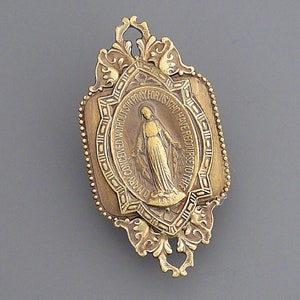 Vintage Jewelry - Vintage Brooch - Mother Mary Jewelry - Brass Brooch - Spiritual Jewelry - Catholic Jewelry - Catholic Brooch - handmade