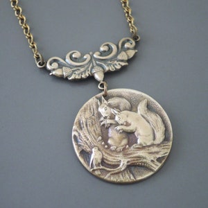 Vintage Jewelry - Vintage Necklace - Squirrel Necklace - Brass Necklace - Acorn Necklace - Chloe's Vintage handmade jewelry