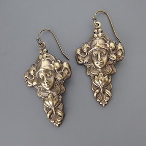 Vintage Jewelry - Art Nouveau Earrings - Vintage Earrings - Statement Earrings - Brass Earrings - Chloes Vintage Handmade Jewelry