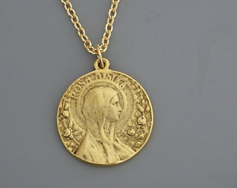 Vintage Art Nouveau Maria-halsband: Rosa Mystica Guldsmycken