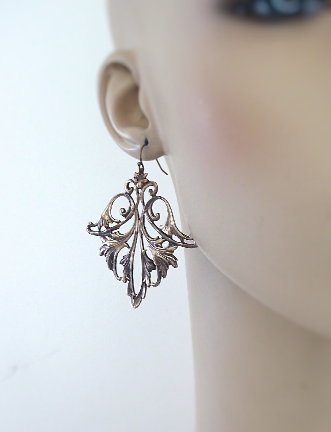 Vintage Jewelry - Vintage Earrings - Art Nouveau Drop Earrings - Brass Drop Earrings - Statement Earrings - Chloe's Vintage Handmade Jewelry