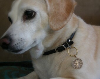 Dog ID Tag - Saint Francis Jewelry - Dog Charm - Cat Tag - Chloe's Vintage Jewelry - Pet Tag - Chloes Vintage handmade Jewelry