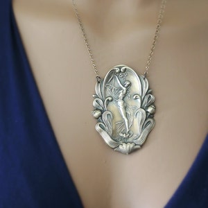 Vintage Jewelry Art Nouveau Necklace Statement Necklace Vintage Necklace Brass Necklace Goddess Necklace handmade jewelry image 2