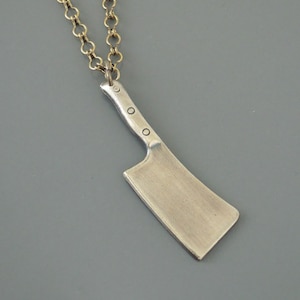 Vintage Brass Cleaver Pendant Necklace - Handmade Jewelry
