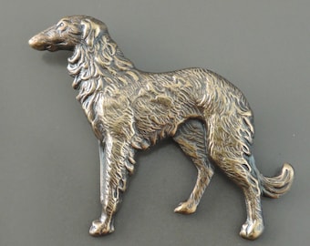 Vintage Jewelry - Vintage Brooch - Dog Jewelry - Borzoi Jewelry - Afghan Jewelry -  Deerhound Jewelry - Brass Brooch - Handmade Jewelry