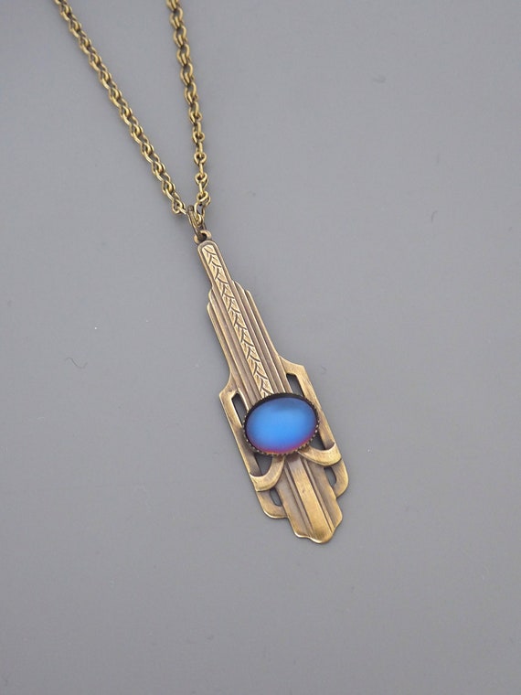 Vintage Jewelry Art Deco Necklace Blue 