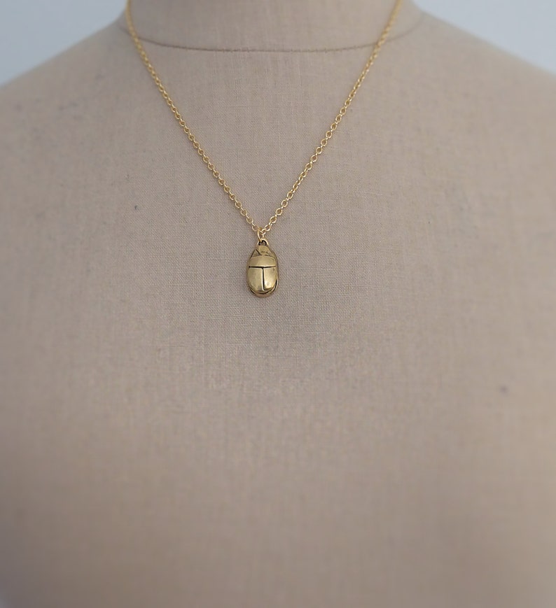 Vintage Jewelry Gold Necklace Scarab Necklace Insect Jewelry Egyptian Jewelry Chloe's Vintage jewelry image 2