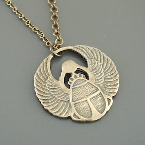 Vintage Necklace - Egyptian Necklace - Scarab Necklace - Statement Necklace - Vintage Brass jewelry - handmade jewelry