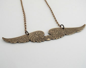 Vintage Jewelry - Vintage Necklace - Angel Wing Necklace - Brass Necklace - Angel Jewelry - Chloes Vintage Jewelry Brass Necklace - handmade