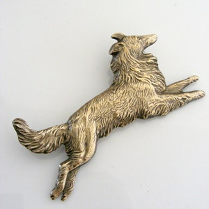 Vintage Jewelry Vintage Brooch Border Collie Dog jewelry Vintage Pin Vintage Brass Jewelry Coat Brooch handmade jewelry image 1