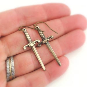 Vintage Jewelry Vintage Earrings Dagger Earrings Brass Earrings Knife Earrings handmade jewelry image 2