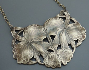 Vintage Jewelry - Statement Necklace - Vintage Necklace - Art Nouveau Necklace - Orchid Jewelry - Chloes Vintage Jewelry - Flower Necklace