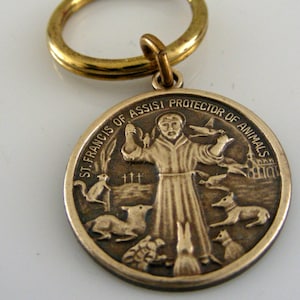 Vintage Saint Francis Dog ID Tag: Brass Pet Charm