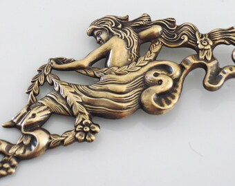 Mermaid Jewelry - Vintage Brooch - Art Nouveau jewelry - Statement Jewelry - Mermaid Brooch - Vintage Brass jewelry - handmade jewelry