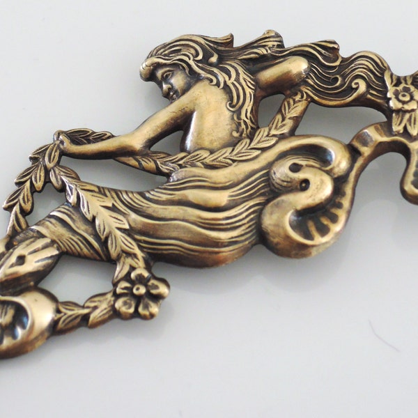 Mermaid Jewelry - Vintage Brooch - Art Nouveau jewelry - Statement Jewelry - Mermaid Brooch - Vintage Brass jewelry - handmade jewelry