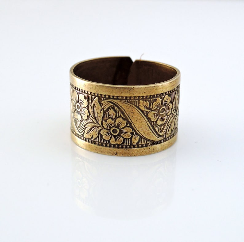 Vintage Jewelry Vintage Ring Floral ring Brass Ring Adjustable Ring Flower Ring Band Ring Chloes Vintage handmade image 5