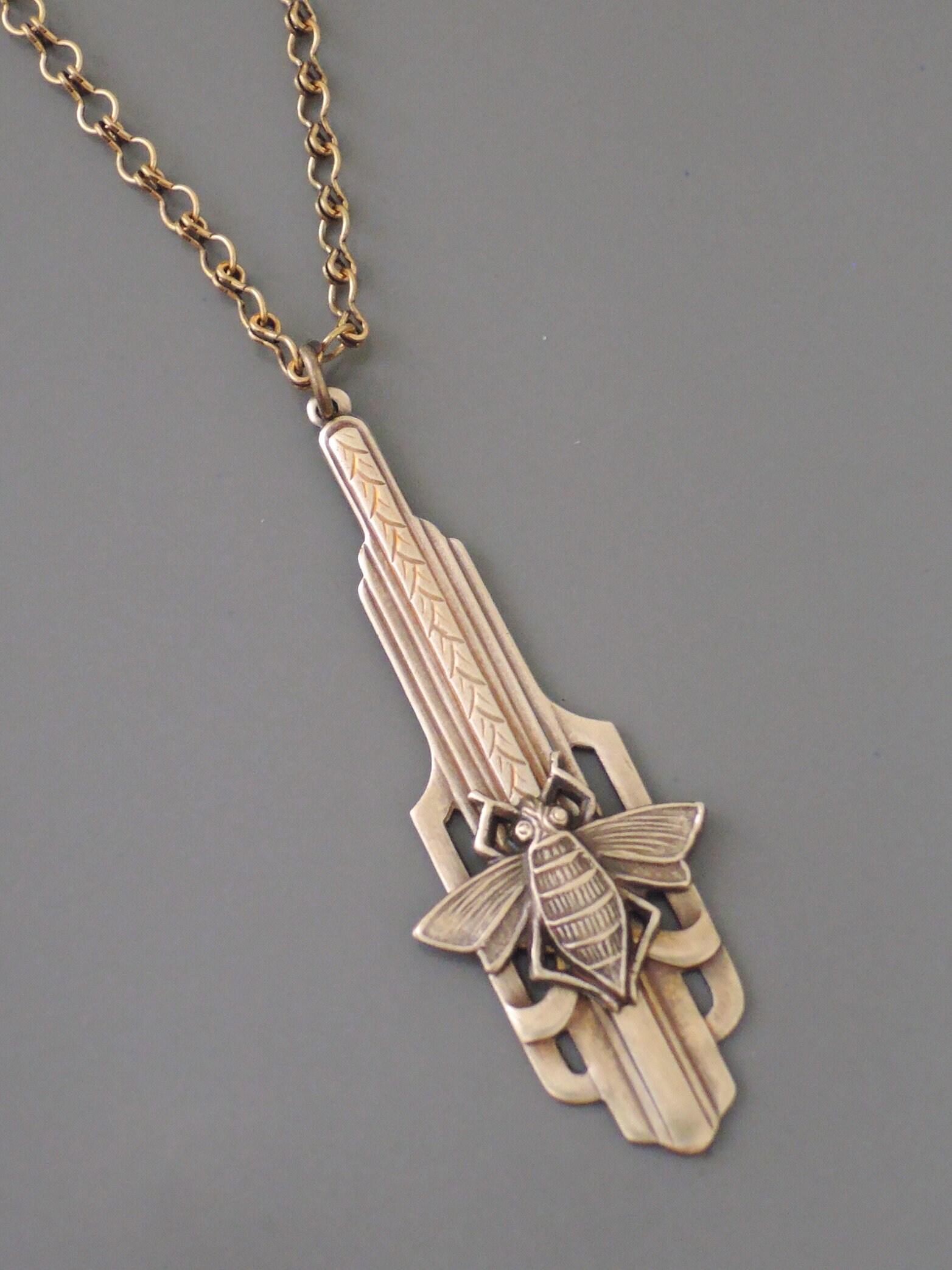 70s Vintage bee motif enamel necklace panic-art-market｜項鍊
