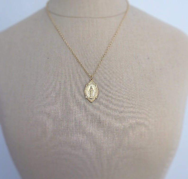 Vintage Jewelry Vintage Necklace Gold Mother Mary Necklace Catholic jewelry Chloe's Vintage Handmade Jewelry Spiritual Jewelry image 3