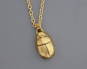 Vintage Jewelry - Gold Necklace - Scarab Necklace - Insect Jewelry - Egyptian Jewelry - Chloe's Vintage jewelry