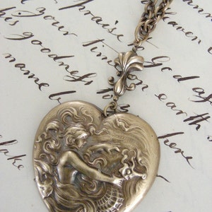 Vintage Jewelry Mermaid Necklace Vintage Necklace Heart Necklace Fantasy Jewelry Chloes Vintage handmade jewelry image 3