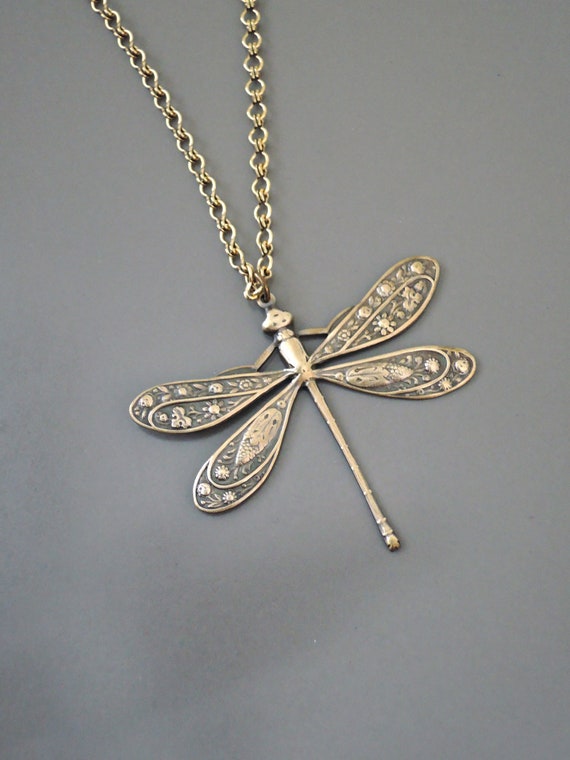 Vintage Jewelry Vintage Necklace Dragonfly Necklace Art - Etsy