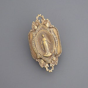 Vintage Jewelry - Vintage Brooch - Mother Mary Jewelry - Brass Brooch - Spiritual Jewelry - Catholic Jewelry - Catholic Brooch - handmade