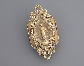 Vintage Jewelry - Vintage Brooch - Mother Mary Jewelry - Brass Brooch - Spiritual Jewelry - Catholic Jewelry - Catholic Brooch - handmade