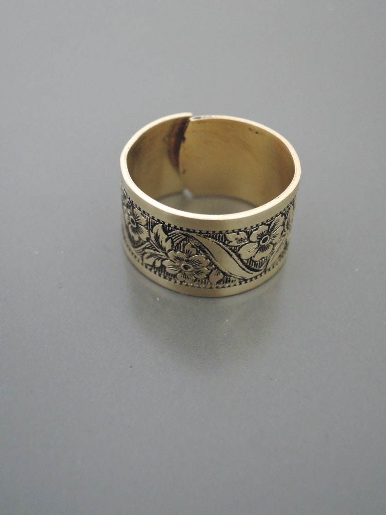 Vintage Jewelry Vintage Ring Floral ring Brass Ring Adjustable Ring Flower Ring Band Ring Chloes Vintage handmade image 6