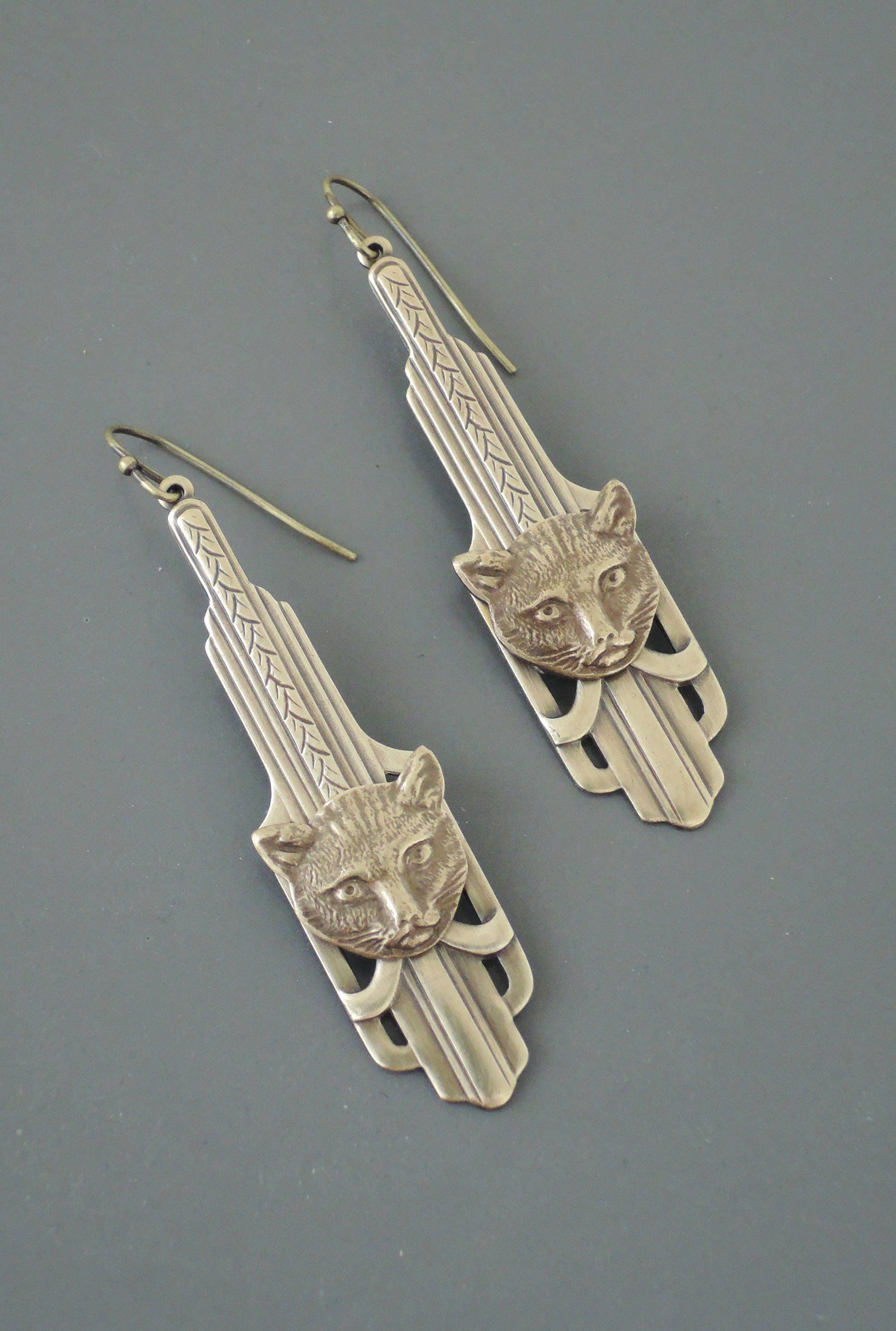 Vintage Jewelry - Art Deco Earrings - Cat Earrings - Kitten Earrings …