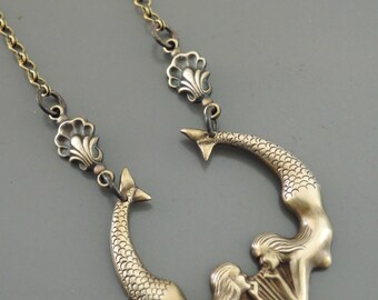 Vintage Necklace - Mermaid Jewelry - Mermaid Necklace - Brass Necklace - Boho Necklace - Chloe's Vintage Jewelry - handmade jewelry