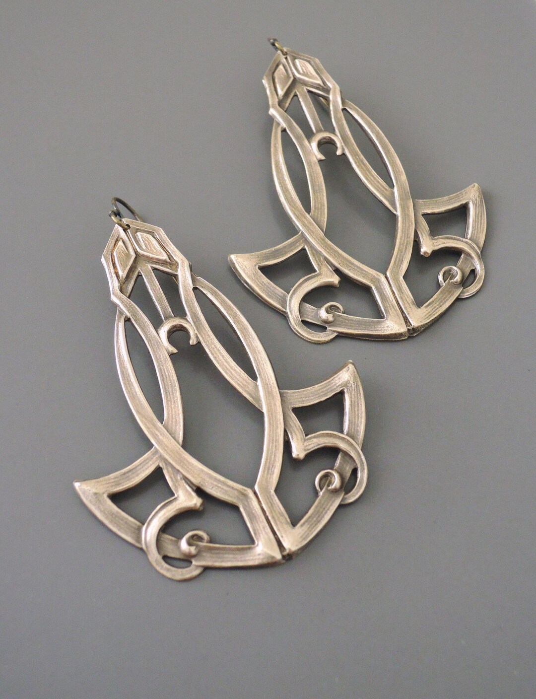 Vintage Jewelry - Art Deco Drop Earrings - Statement Earrings - Vintage Earrings - Boho Earrings - Brass Earrings - Chloe's handmade jewelry