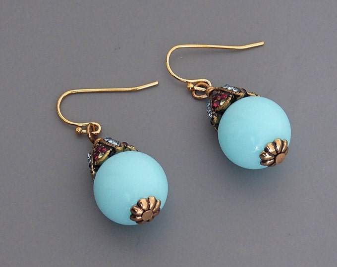 Vintage Jewelry - Vintage Inspired Earrings - Blue Earrings - Crystal Earrings - Bridal - Robins Egg Blue  - Chloe's Handmade Jewelry