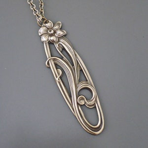 Vintage Jewelry - Art Nouveau Inspired Necklace - Brass Necklace - Chloe's Vintage - Flower Necklace - Under 30 - Chloe's Vintage handmade