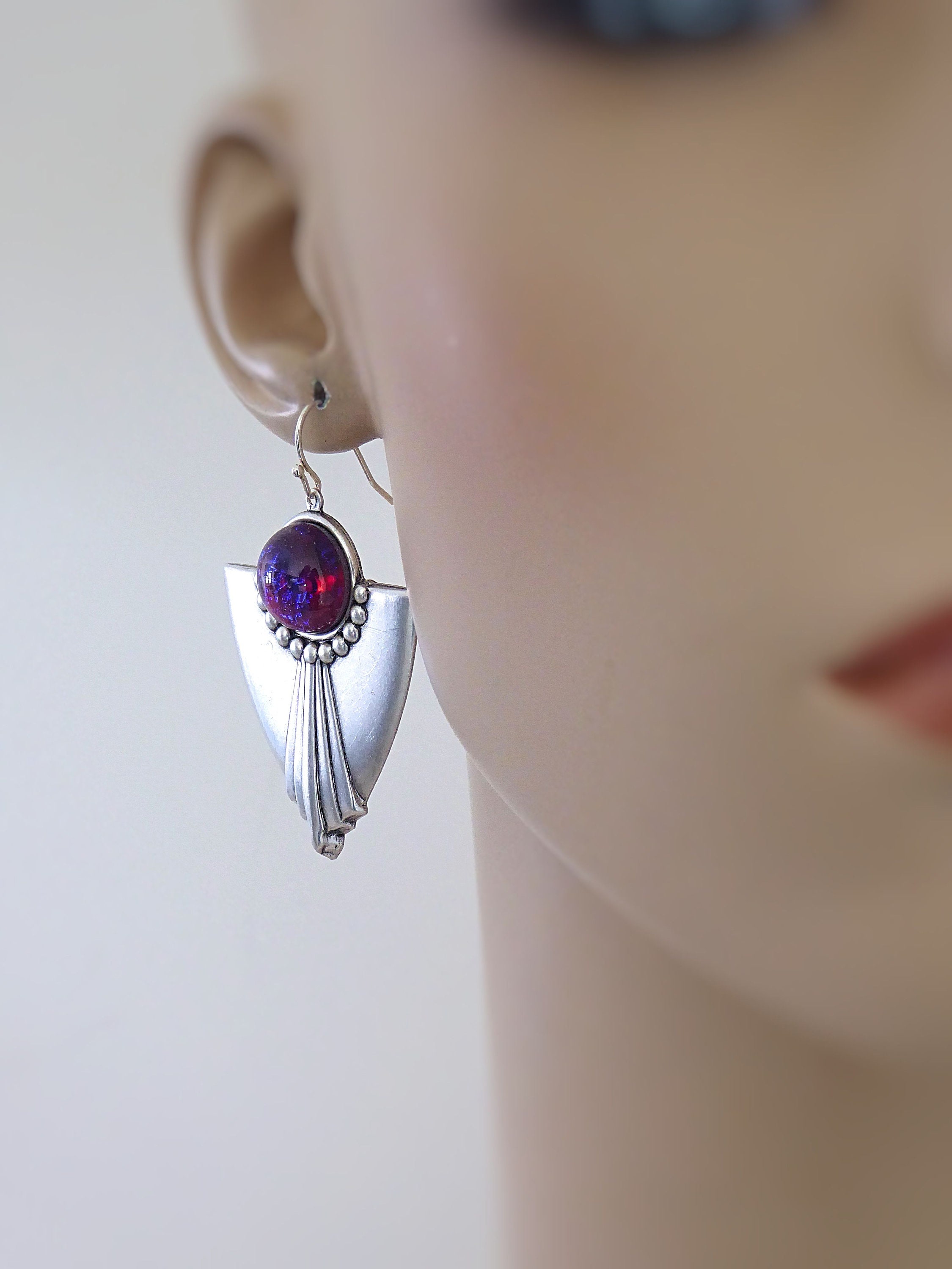 Vintage Jewelry Art Deco Inspired Earrings Purple Earrings Etsy