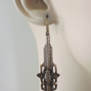 Vintage Jewelry Art Deco Earrings Brass Bee Earrings Vintage Earrings Bee Earrings Insect Jewelry Cute Earrings Drop Earrings image 2