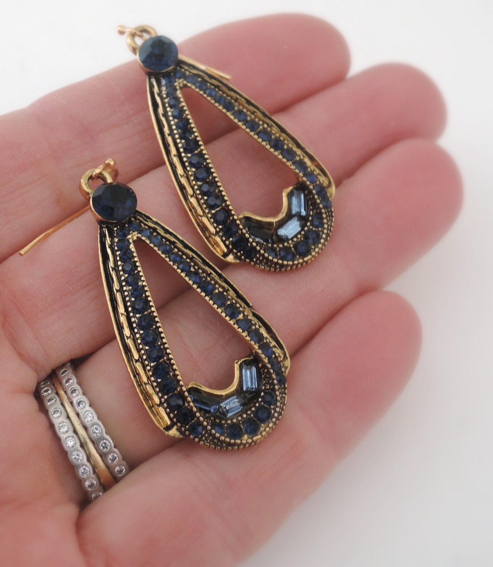 Vintage Jewelry Art Deco Drop Earrings Vintage Inspired Gold Earrings