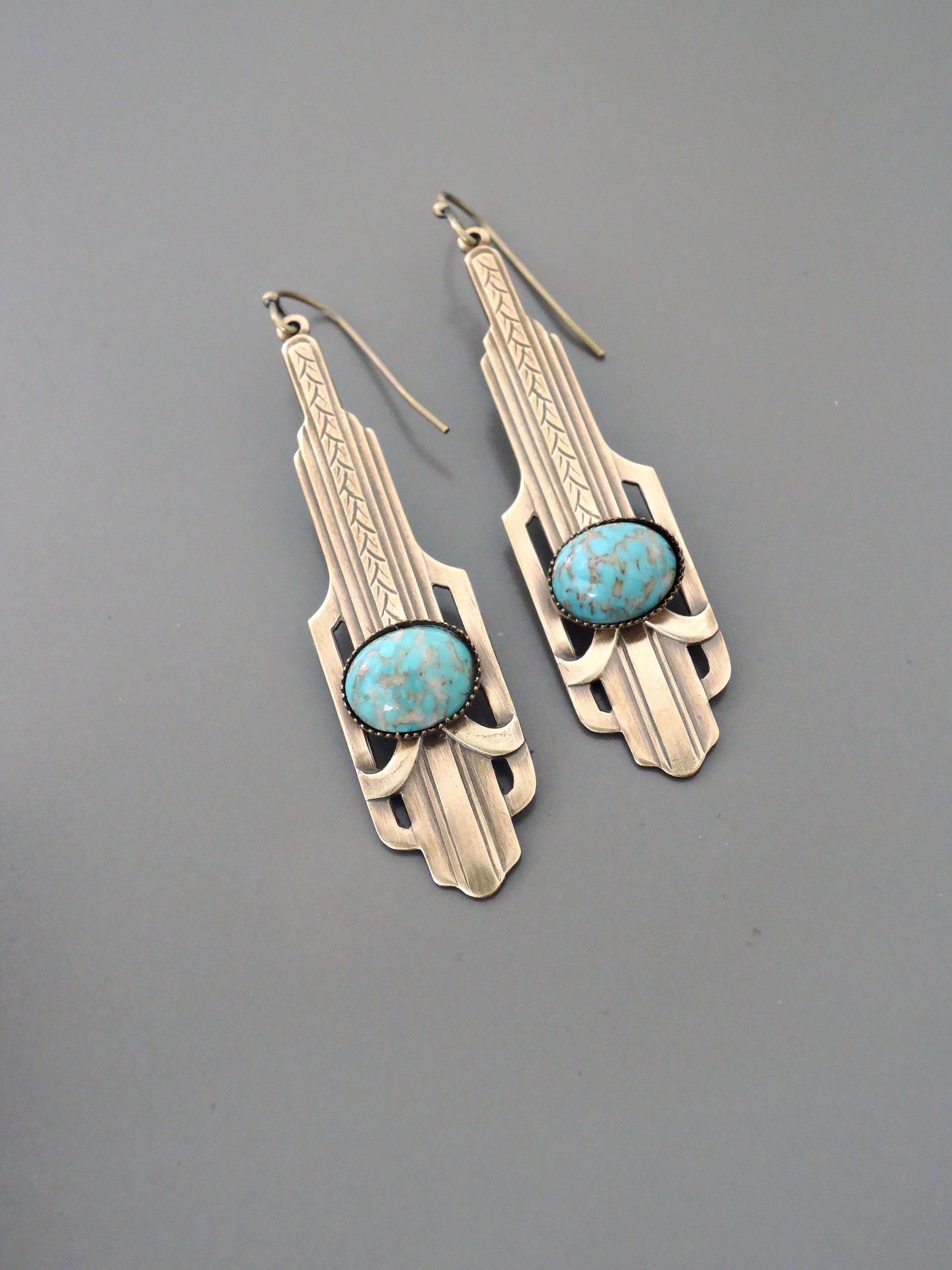 Collier Et Boucles D'oreilles Vintage MJ Hansen – Laiton, Turquoise, Corail Et Strass, Fermoir Lobster, Fabriqué En Italie