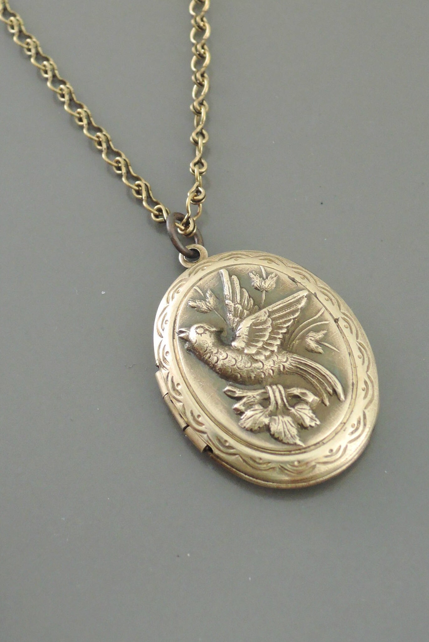 Locket Necklace Vintage Locket Brass Locket Victorian Etsy