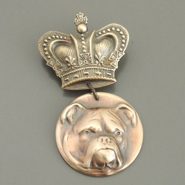 bijoux vintage - broche vintage - bijoux Bulldog - Bijoux Bulldog anglais - Dog Pin - Bijoux en laiton - Bijoux mignons - Chloes vintage