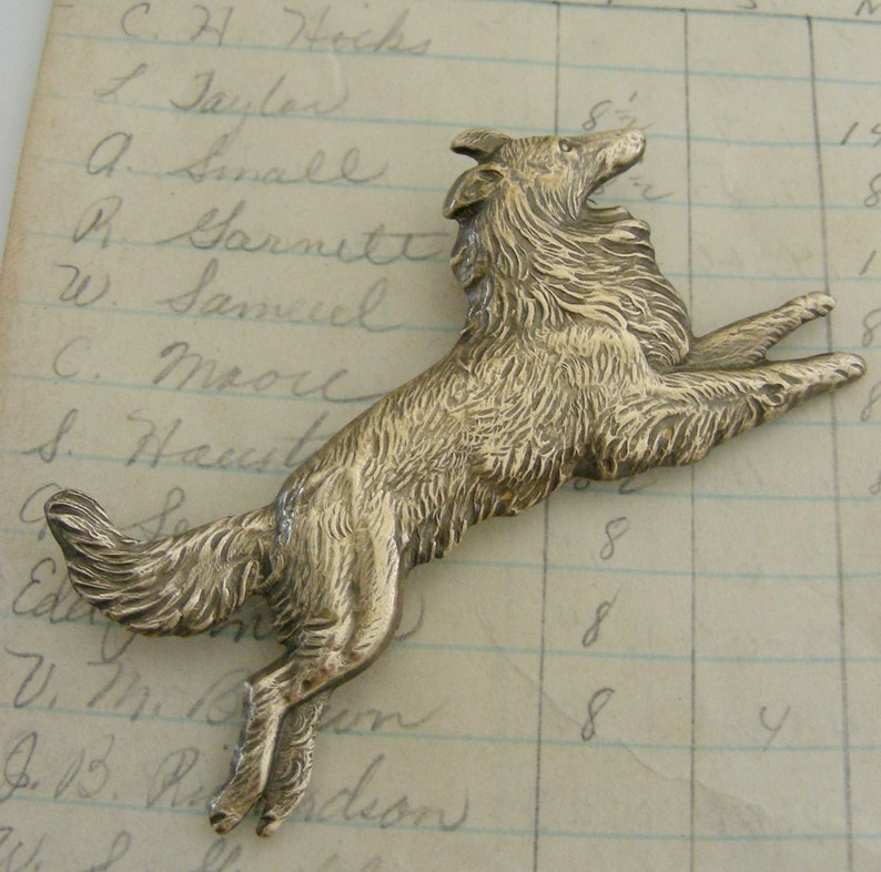 Vintage Jewelry Vintage Brooch Border Collie Dog jewelry Vintage Pin Vintage Brass Jewelry Coat Brooch handmade jewelry image 2