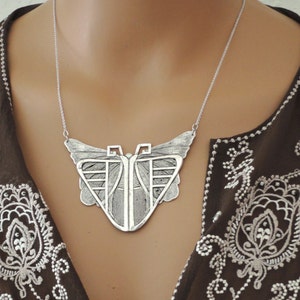 Vintage Jewelry SILVER Necklace Vintage Inspired Art Deco Necklace Butterfly Necklace Statement Necklace Chloes handmade jewelry image 2