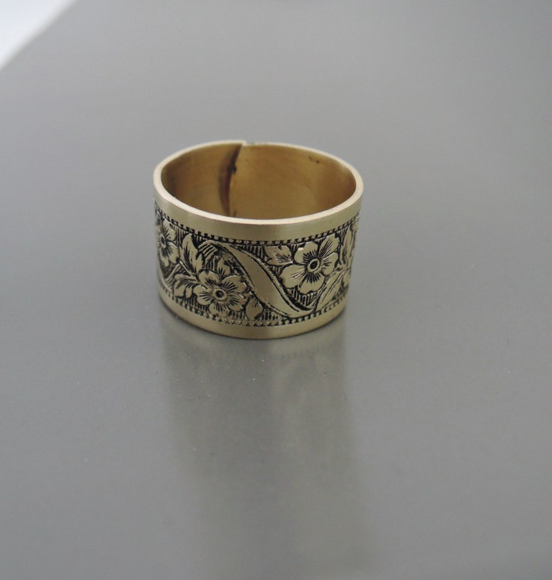 Vintage Jewelry Vintage Ring Floral ring Brass Ring Adjustable Ring Flower Ring Band Ring Chloes Vintage handmade image 2