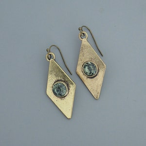 Vintage Jewelry - Art Deco Inspired Earrings - Gray Earrings - Crystal Earrings - Gold Dangle Earrings - Chloe's Vintage Jewelry