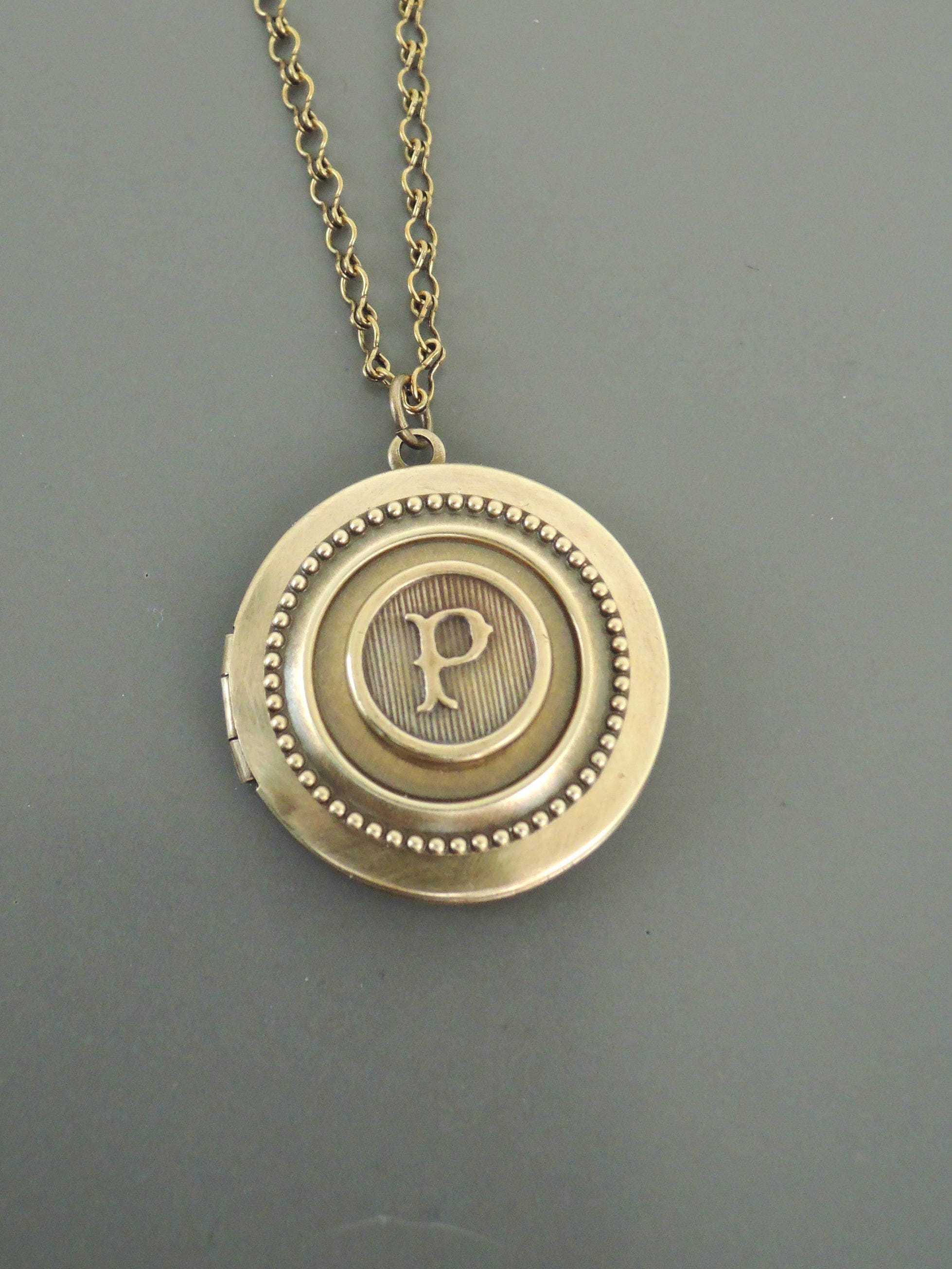 Vintage Jewelry Locket Necklace Initial P Letter P | Etsy
