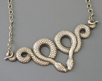 Vintage Jewelry - Vintage Brass Necklace - Snake Necklace - Statement Necklace - Egyptian Necklace - Chloe's Vintage handmade jewelry