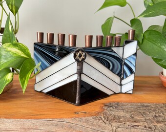 Stained Glass Chanukah Menorah: New Colorway | Exclusively on Etsy