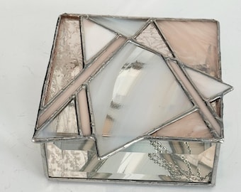 Peach Stained Glass Star of David Jewelry Box: Copper Foil Design