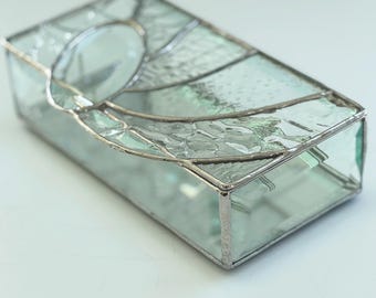 Stained Glass Box, Stained Glass Jewelry Box, Clear Texture Stained Glass, eclectic glass, trinket box, birthday gift, wedding gift